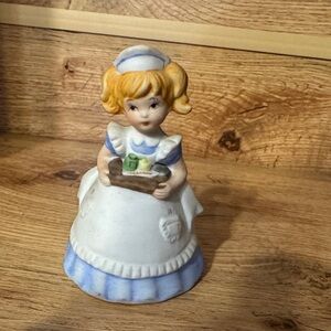 VINTAGE MSR IMPORTS Charming Ceramic Nurse Figurine Bell with medical tray